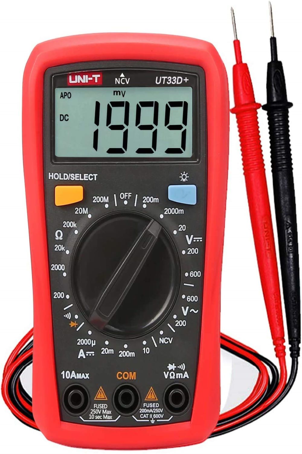 UNI-T UT33D+ Palm Size Multimeter with 1999 Counts Tester (Red ...